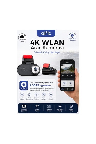 4k Araç Park Kiti Ön Arka Kamera Addas Mobil Uygulama Çakmaklık Gerektirmez