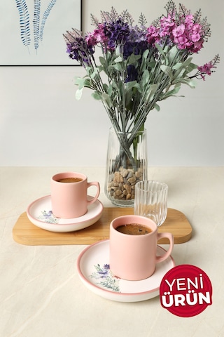Keramika Elegant Blossoms Pembe Kahve Takımı 4 Parça 2 Kişilik 21