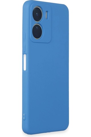 Vivo Y16 Kılıf First Silikon - Mavi Düz Renkli