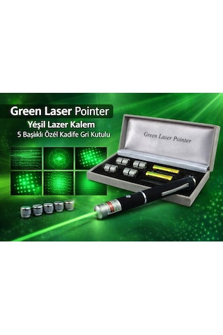 Green Lazer Kalem 5 Başlıklı Özel Kadife Gri Kutulu
