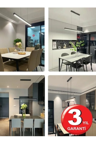 Lineer 150cm Siyah Kasa Ledli Sarkıt Modern Led Avize, Salon, Mutfak, Masa Üstü Avize 4000k G 4000k Gün Işığı
