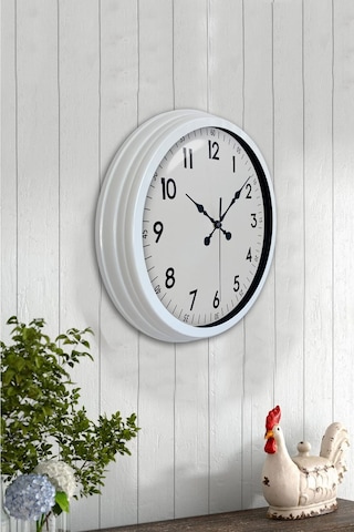 40 Cm Metal Beyaz Klasik Duvar Saati Beyaz