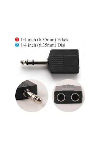 6.35mm (1/4 İnç) Erkek TRS - 2x6.35mm (1/4 İnç) Dişi Çoklayıcı