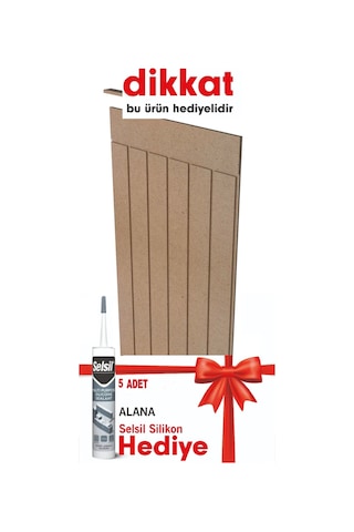Dekoratif Duvar Paneli 54 X 105 Cm Boyanabilir Ahşap 5 Mm Ham Mdf Duvar Paneli 5 Adet Selsil Silikon