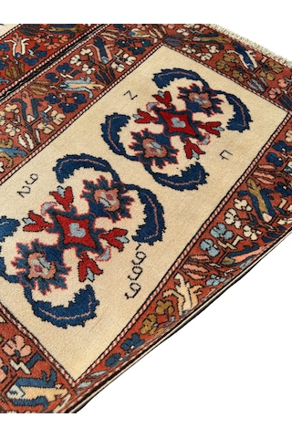 El Dokuma İmzalı Çanakkale Dobag Halısı 102x147 Kök Boya %100 Yün Halı Kiremit