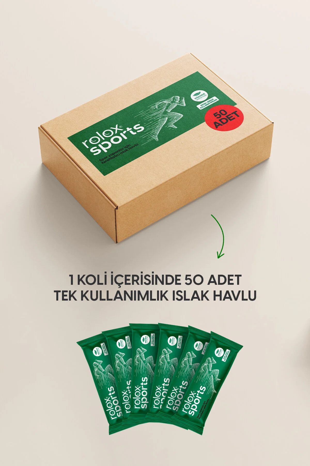 Rolox Sports - 50 Paket Spor Yapanlar Için Ferahlatıcı Islak Havlu Islak Mendil