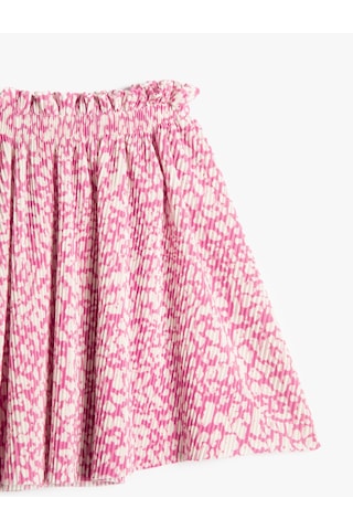 Koton Etek Çiçekli Beli Lastikli Pilili Pembe Desenli 3skg70051ak Pembe