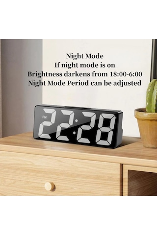 Ses Kontrolü Dijital Çalar Saat Sıcaklık Tarih 2 Alarm Erteleme