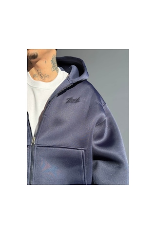 Zaee Oversize Scuba Zipp Hoodie Kobalt Mavi