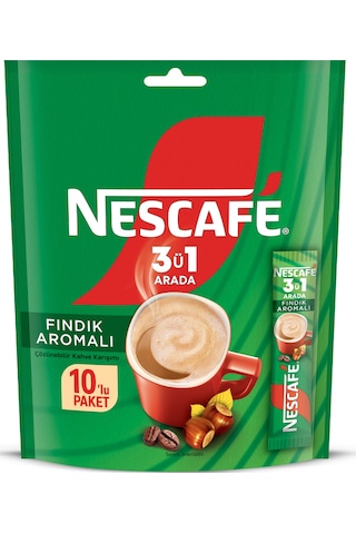 Nescafe 3ü1 Arada Fındık Aromalı Çözünebilir Kahve 17g 10'lu Paket 10x10 Hazır