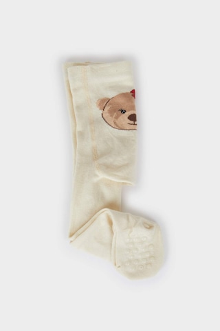 DeFacto Kız Bebek Kaydırmaz Taban Pamuklu Külotlu Çorap E7612A5NSWT16 Beyaz