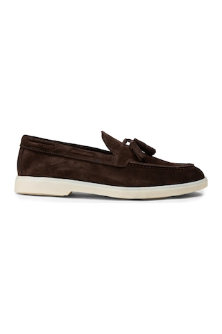 Deery Erkek Hakiki Süet Kahverengi Püsküllü Loafer - 02027mkhvc01