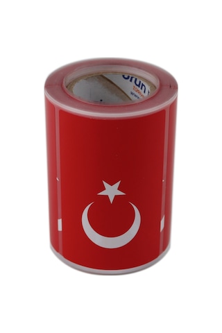 Kuşe Rulo Türk Bayrağı Etiketi 90mm X 60mm 300 Adet
