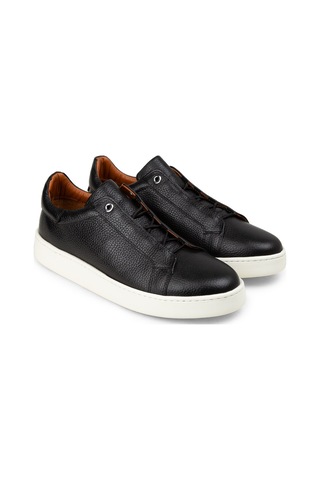 Deery Erkek Hakiki Deri Siyah Gizli Bağcıklı Sneaker - 04444msyhe02