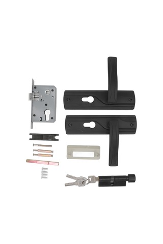 Vkemall Ev İç Kapısı Kilidi Seti - Sessiz Mangan Çelik Kollu, Ev Odaları/ofisler İçin Evrensel Siyah Kilit 3.5-5cm Kalınlık Uyumlu