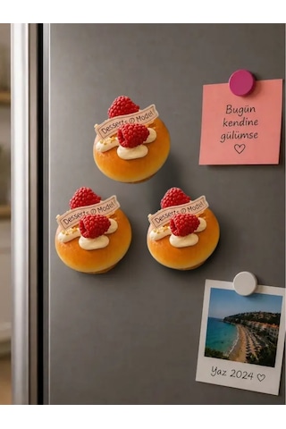 Mucit Home 1 Adet Cupcake Görünümlü Buzdolabı Magneti 3d Tatlı Tasarımlı Dekoratif Mutfak Süsü