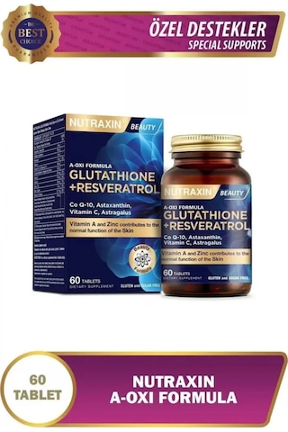 Nutraxin A-Oxi Formula Glutathione Resveratrol 60 Tablet Astaksantin Q-10 Çinko Bakır Selenyum