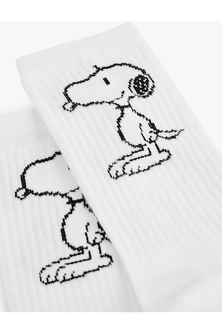Koton Lisanslı Snoopy Baskılı Soket Çorap Beyaz 6sak80014aa Beyaz