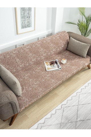 Ecre Çok Amaçlı Pamuklu Örtü- Kanepe-koltuk Şalı-koltuk Örtüsü 170x220 Brown2