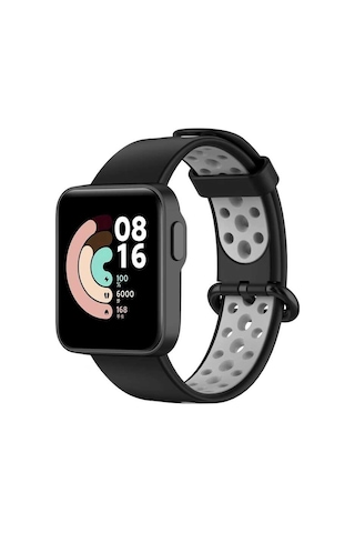 Ekılıf - Xiaomi Redmi Watch 2 Lite Uyumlu - Kordon Silikon Kordon Krd-02 - Siyah-gri