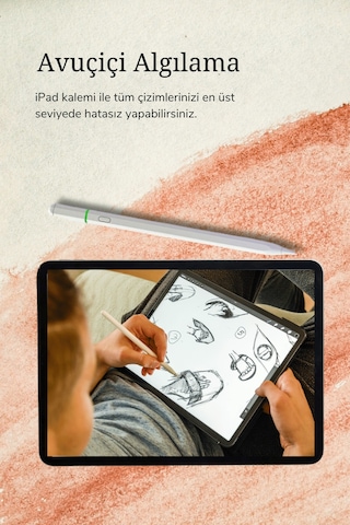 İpad 11 İnç Air 6.nesil 2024 Uyumlu Usb-c Avuçiçi Red Eğim Özellikli Bluetooth Bağlantılı Stylus Pen