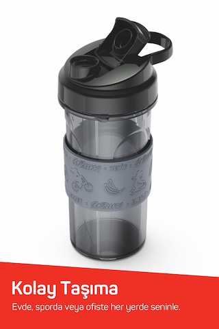 Arzum AR1191 Shake'N Take Lite Kişisel Blender 550W, 550 ml Taşınabilir Şişe, Buz Kırma Özellikli, Siyah
