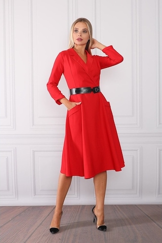 E.T.'S Element'S Kadın Kruvaze Yaka Elbise Kırmızı
