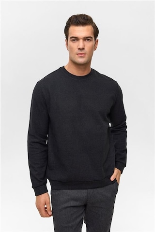SÜVARİ Siyah Regular Düz Bisiklet Yaka Sweatshirt Siyah