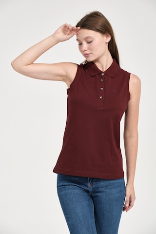 Kadın Regular Fit Kolsuz Polo Koyu Bordo