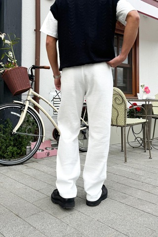 Flaw Müslin Kumaş Baggy Pantalon Ekru Ekru