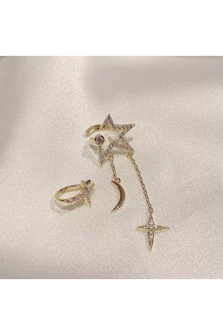 Samdoo Altın Renkli Haç Desenli Tassellı Sansürsüz Küpe, Minimalist Ins Stil, Gövde Dostu, Kolay Kullanıma Uygun, Gelişmiş Görünüm, Sertifikalı Kalite Gold