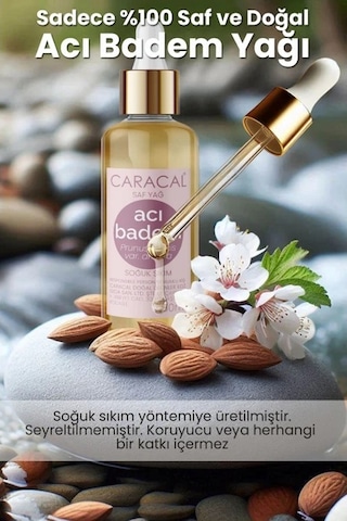 Caracal Acı Badem Yağı Soğuk Sıkım 50 Ml %100 Saf Doğal Acıbadem Yağı