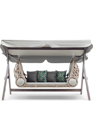 Swing Saltanat Ahşap Rattan Salıncak Dış Mekan Bahçe Balkon Ve Te Ceviz