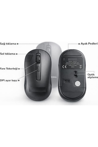 Kablosuz Mouse Usb Alıcılı Fare Tm22 Siyah -