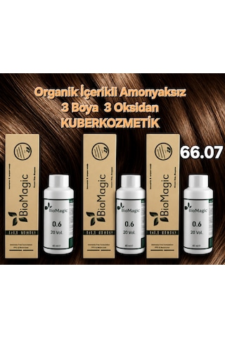 Biomagic 66.07 Çikolata Kahve Organik İçerikli Amonyaksız Kalıcı Kokusuz Saç Boyası 3 Boya+ 3oksidan