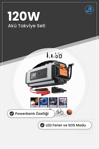 Akü Şarj Cihazı Araç Takviye Seti 120w Taşınabilir Powerbank Fene