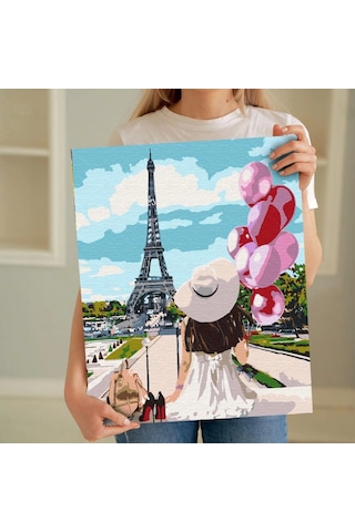 Sayılarla Boyama Seti 40 x 50 CM Tuval Şasesine Gerili Paristeki Balon