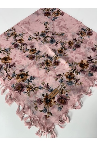 Er İpek Sökme Boncuklu Pamuk Yazma - 95 X 95 - 90 X 90 / Pembe 04 Pembe 04