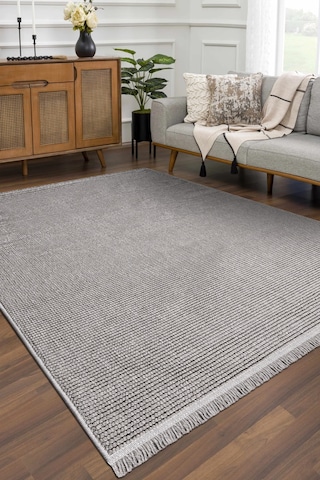Ecolle Modern Halı Dayanıklı, Yumuşak Dokulu, Dokuma Taban, Tozumaz Gri