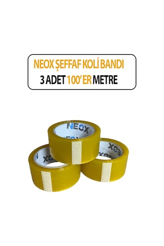 Şeffaf Koli Bandı 3 Adet 100'er Metre 3