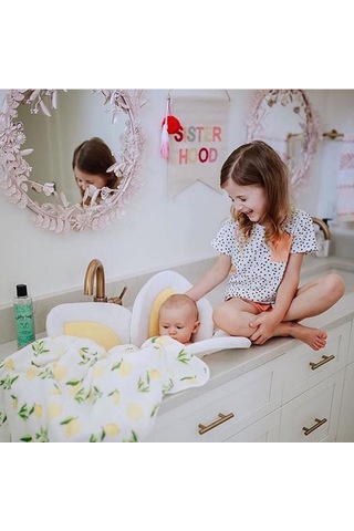 Vkemall Bebek Banyo Yumuşak Desteği: Katlanabilir, Kaymazsız Silikon & Nefesli Kumaş, Taşınabilir, Kolay Temizlenir - Sarı