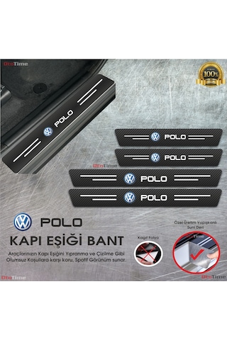 Volkwagen Polo Logolu Karbon Kapı Eşiği Koruyucu Suni Deri 4'lü Set