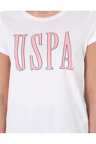 U.S. Polo Assn. Kadın Marka Yazılı T-shirt Beyaz