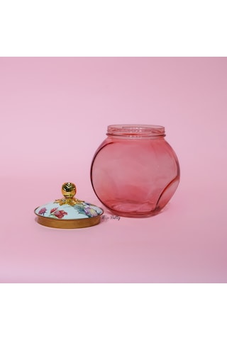Rose Deluxe Emaye Kapaklı Cam Kavanoz 1,5 L Pembe