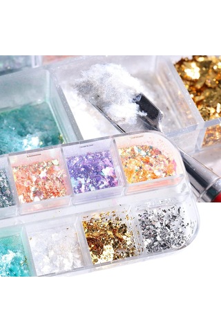 Tırnak Süsleme Yüki İnce Folyo Glitter Pulları Renkli Nail Art