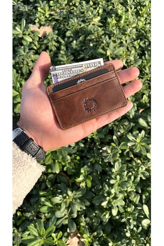 Unisex Antik Kahve Mini Design Gerçek Hakiki Deri Kartlık Cüzdan Erkek-kadın Kahverengi