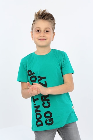 Toontoy Kids Toontoy Erkek Çocuk Dont Stop Go Crazy Baskılı Tişört Koyu Yeşil