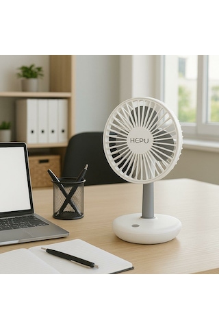 Hepu Hp-f880 Masaüstü Işıklı Kablosuz Fan 4000mah 2x2000mah Batarya, Led Gece Lambası