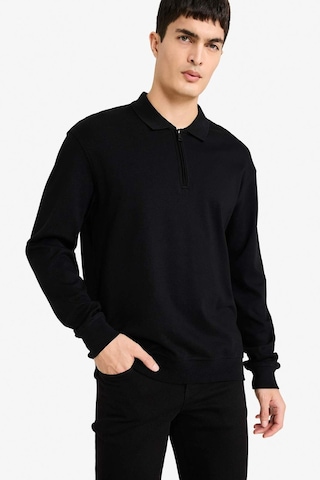 Defacto Regular Fit Polo Yaka Yarım Fermuarlı Sweatshirt F2254ax25wnbk81 Siyah-bk81