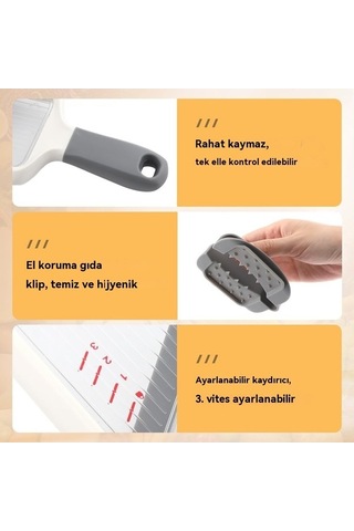 Createtech Antrasit Renkli Ayarlanabilir Paslanmaz Çelik Bıçağı, Peynir Rıhtımlı Mandolin Dilimleyici, Hızlı Kıyma, Taşınan Antrasit